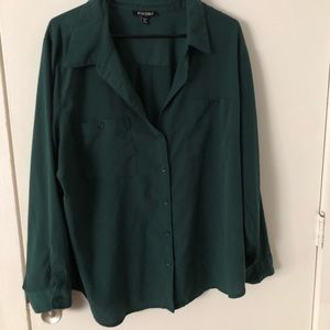 Green button down blouse